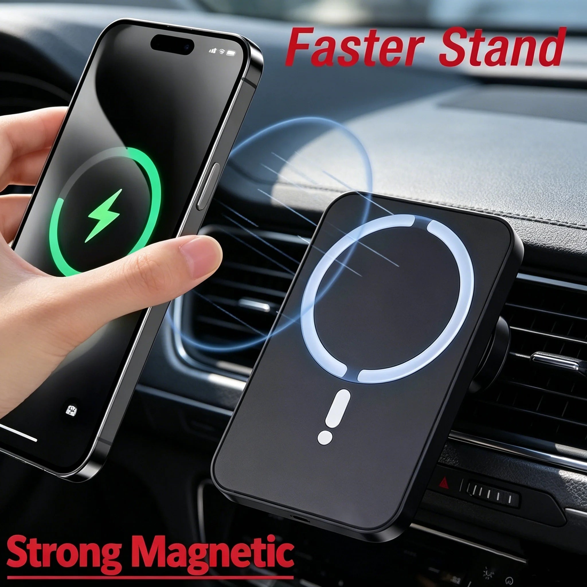 MagSafe Wireless Car Charger | 15W Fast Charging Mount