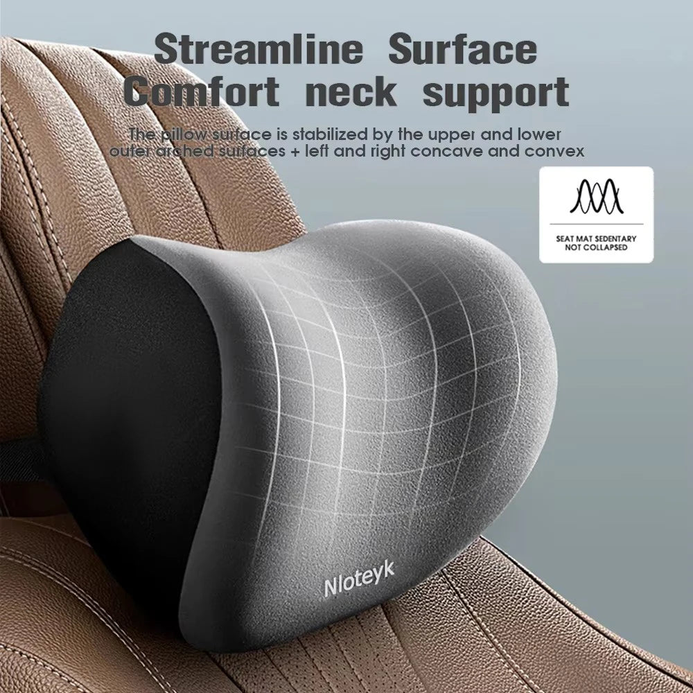 Memory Foam Car Neck Pillow – Breathable Headrest Cushion for Lumbar & Neck Support
