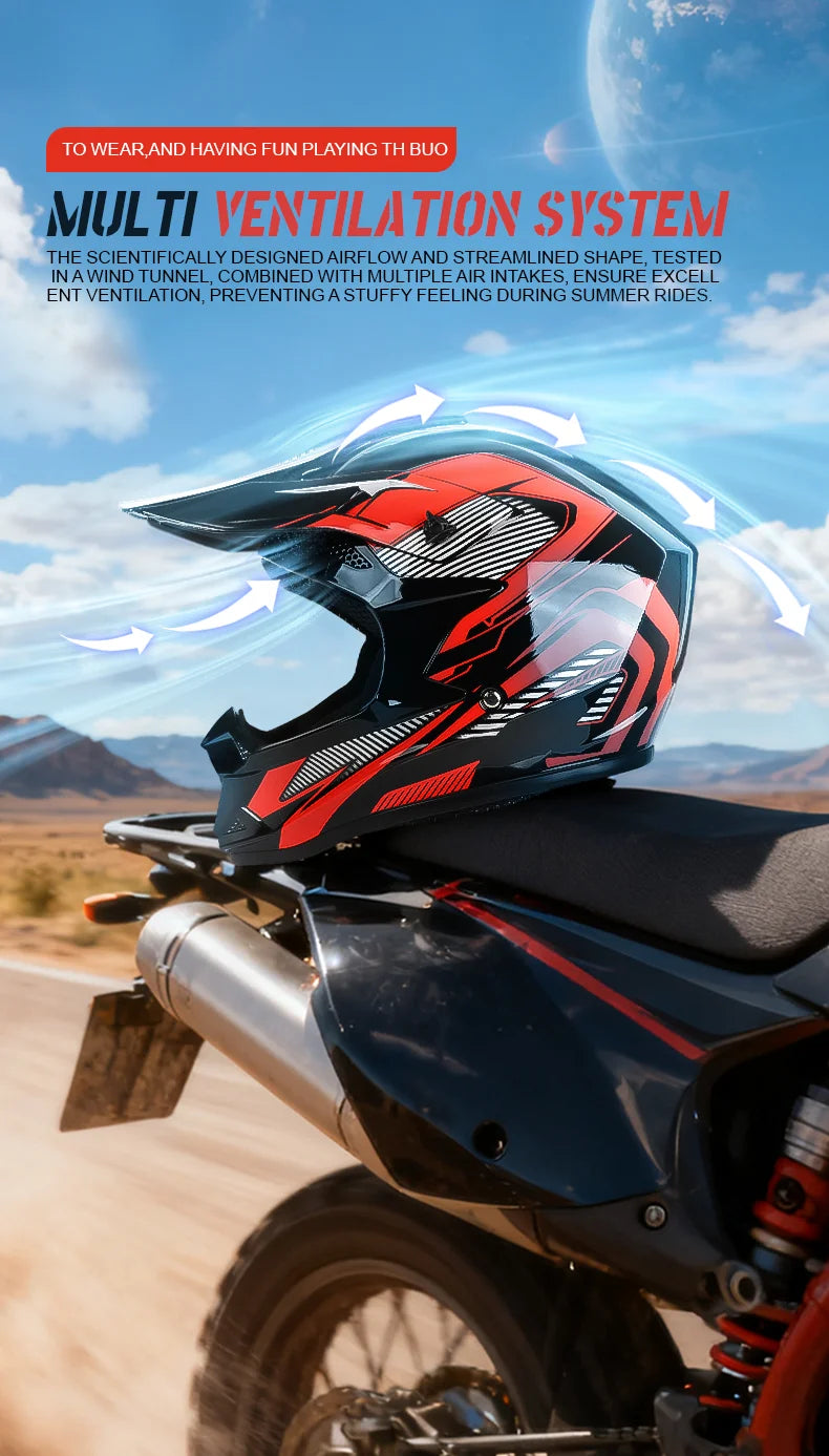 Off-Road Motorcycle Helmet - Full Face Rally Helmet with Goggles