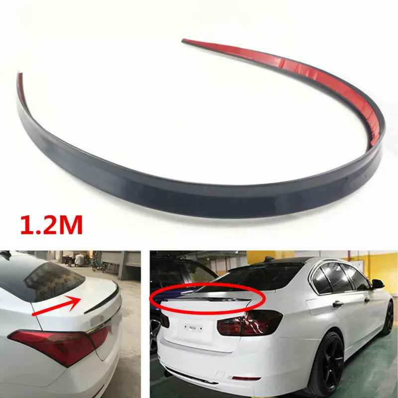 Universal 1.2M Carbon Fiber Soft Rear Roof Trunk Spoiler – Rear Wing Lip Trim