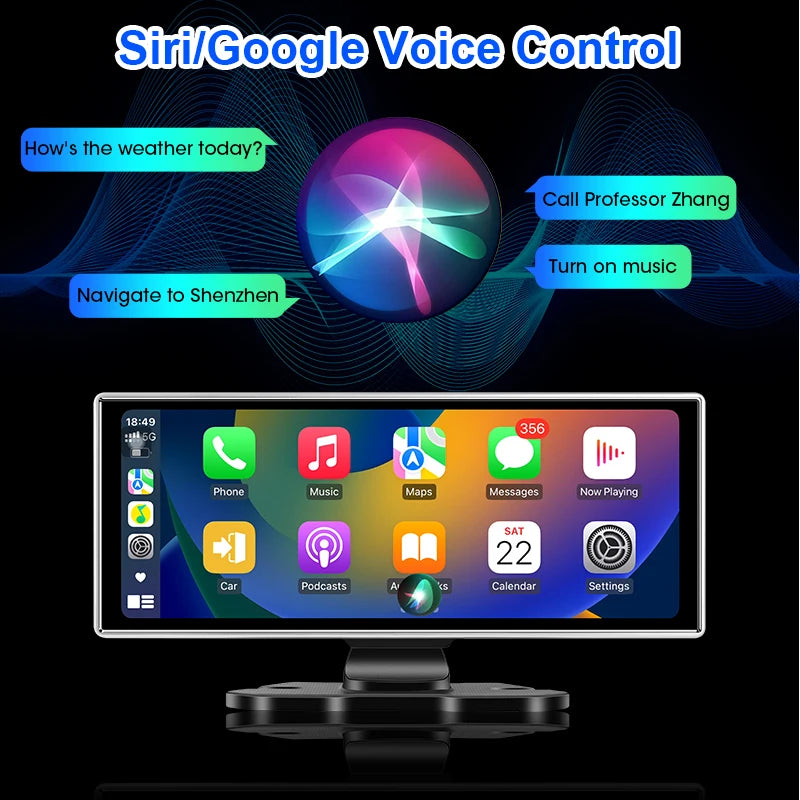 10"/11.26" 4K Dash Cam - Wireless CarPlay & Android Auto GPS Navigation, Dual Lens DVR with WiFi & FM