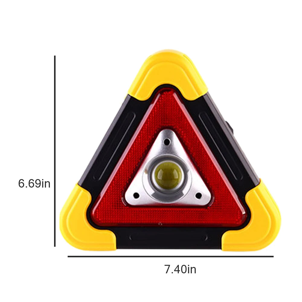 Triangle Warning Sign with LED Work Light - Roadside Safety Alarm