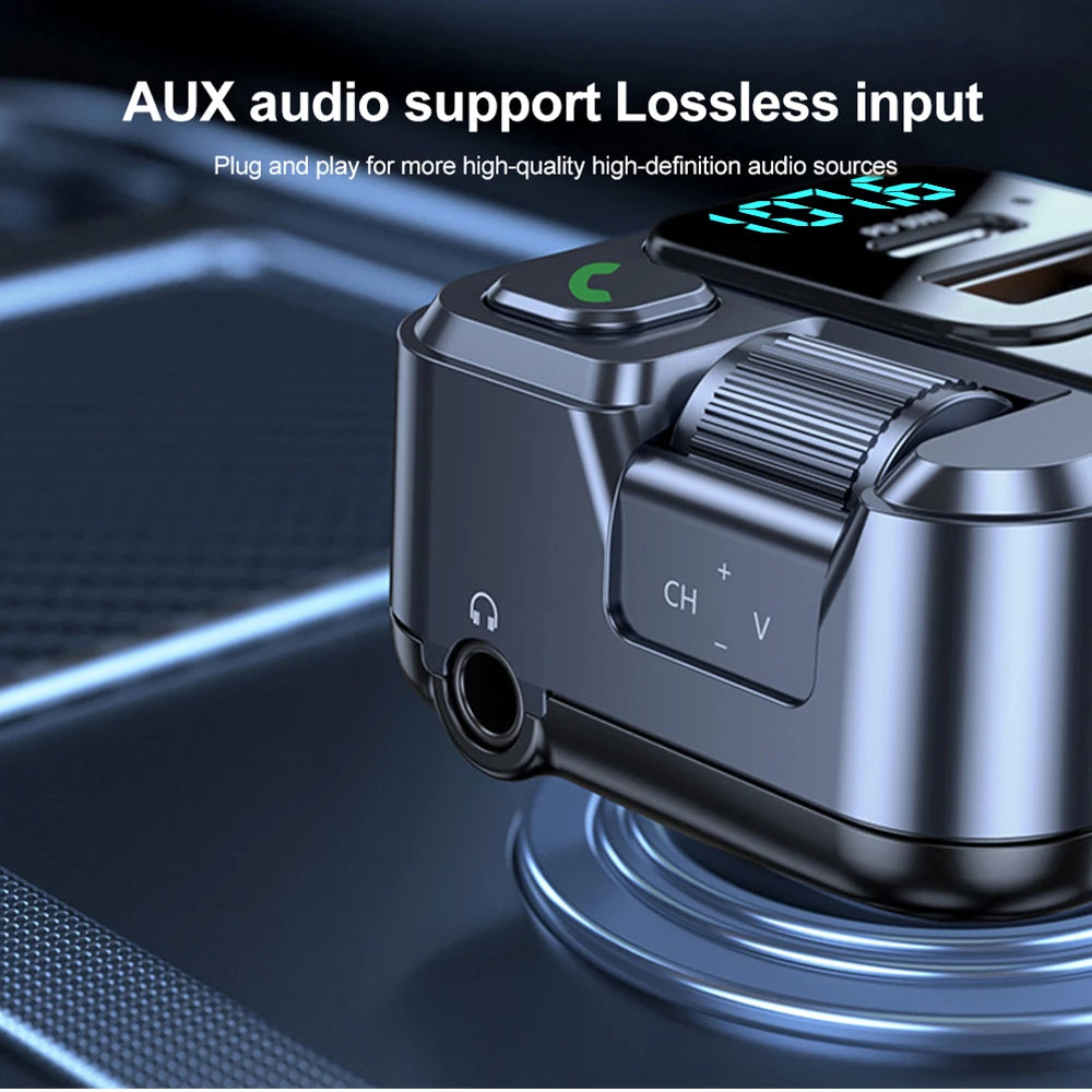 Bluetooth 5.3 FM Transmitter - Car Charger with PD 30W Fast Charging & Digital Display