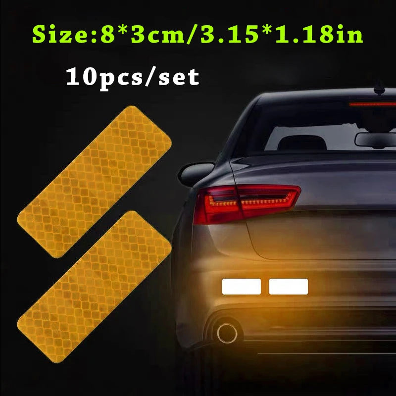 Car Bumper Reflective Safety Strip Stickers - Warning Tape (10pc)