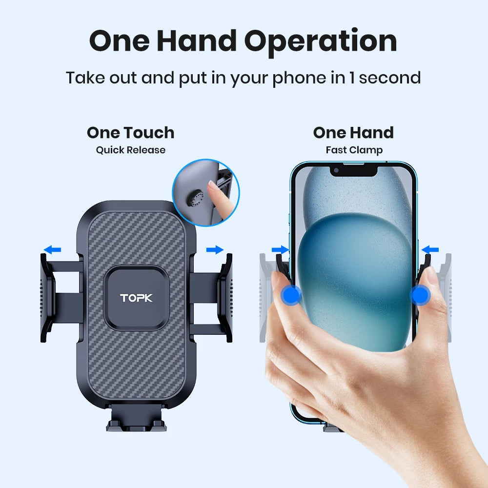 TOPK Auto-Locking Car Phone Holder – Secure Air Vent Mount for iPhone, Samsung & All Smartphones