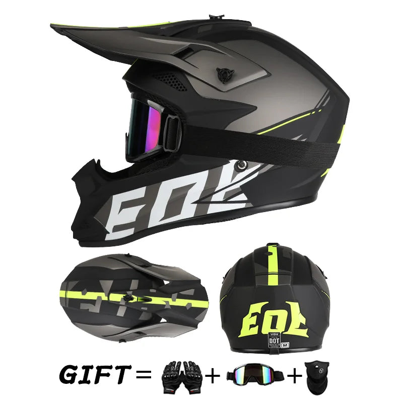 Off-Road Motorcycle Helmet - Full Face Rally Helmet with Goggles