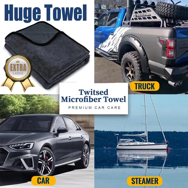 Microfiber Twist Car Wash Towel - Professional Cleaning, Drying, Waxing & Detailing Cloth