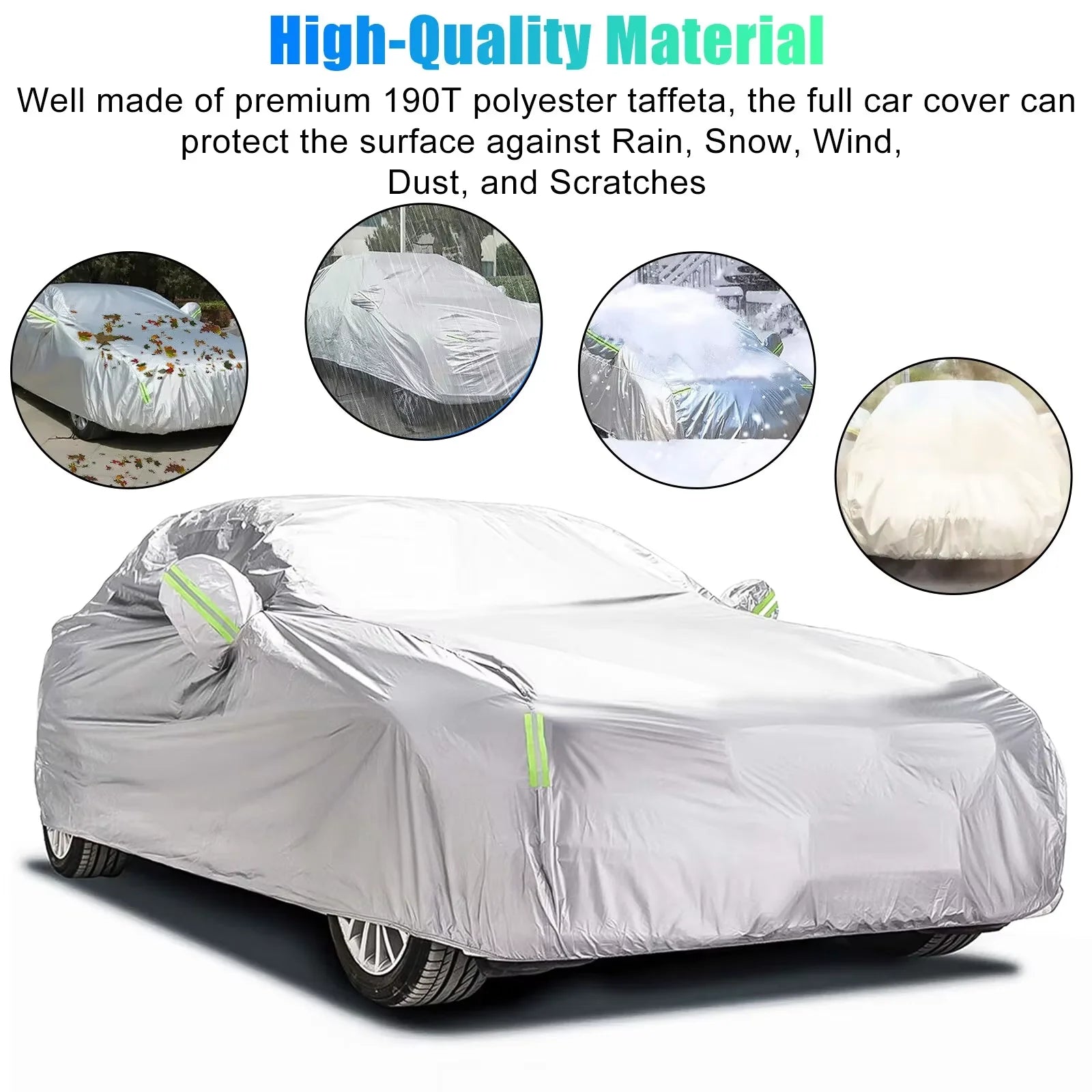 Waterproof Car Cover | All Weather UV, Rain & Snow Protection 190T 470x180x150cm