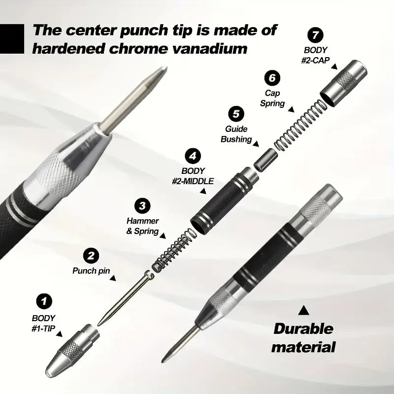 Automatic Center Punch – Spring-Loaded Hole Marker for Wood & Metal