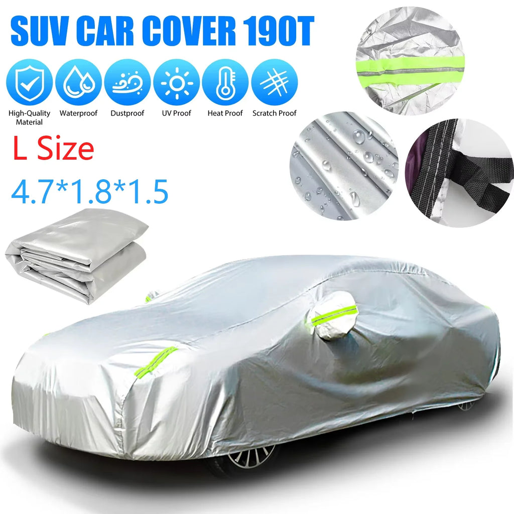 Waterproof Car Cover | All Weather UV, Rain & Snow Protection 190T 470x180x150cm