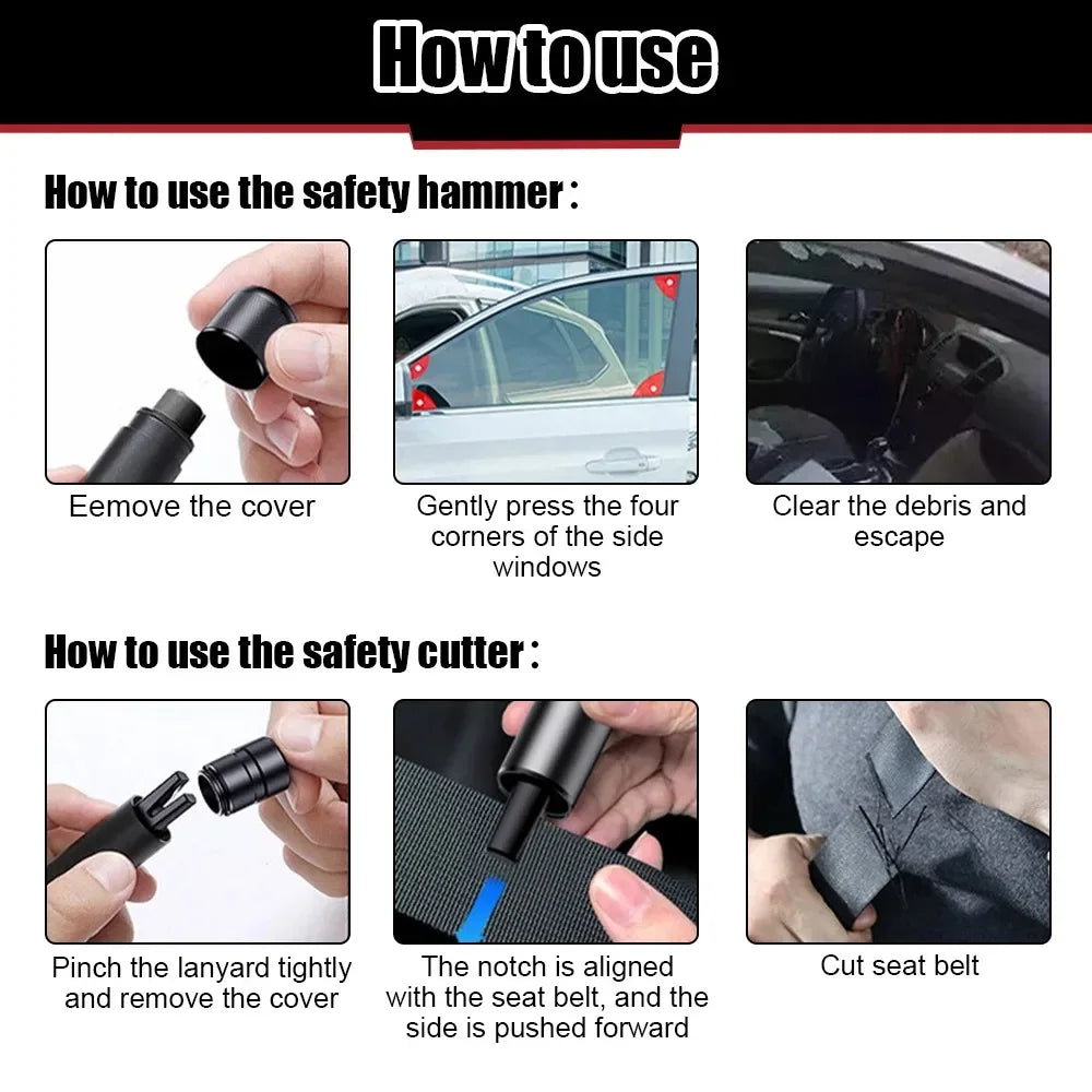 2-in-1 Car Emergency Escape Tool – Window Breaker & Seat Belt Cutter