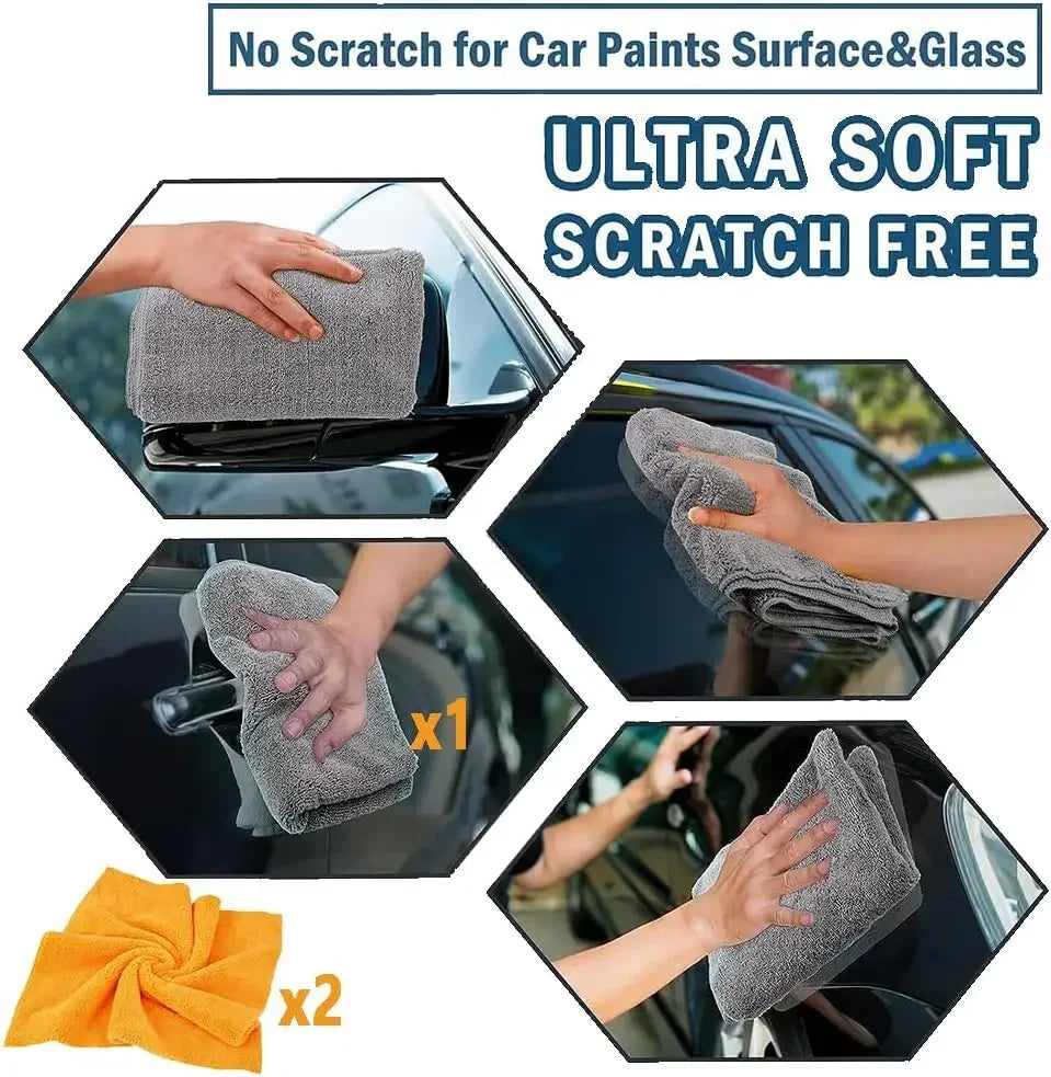 Car Wash Detailing Kit - Collapsible Bucket, Wash Mitt, Towels & Tire Brush Set