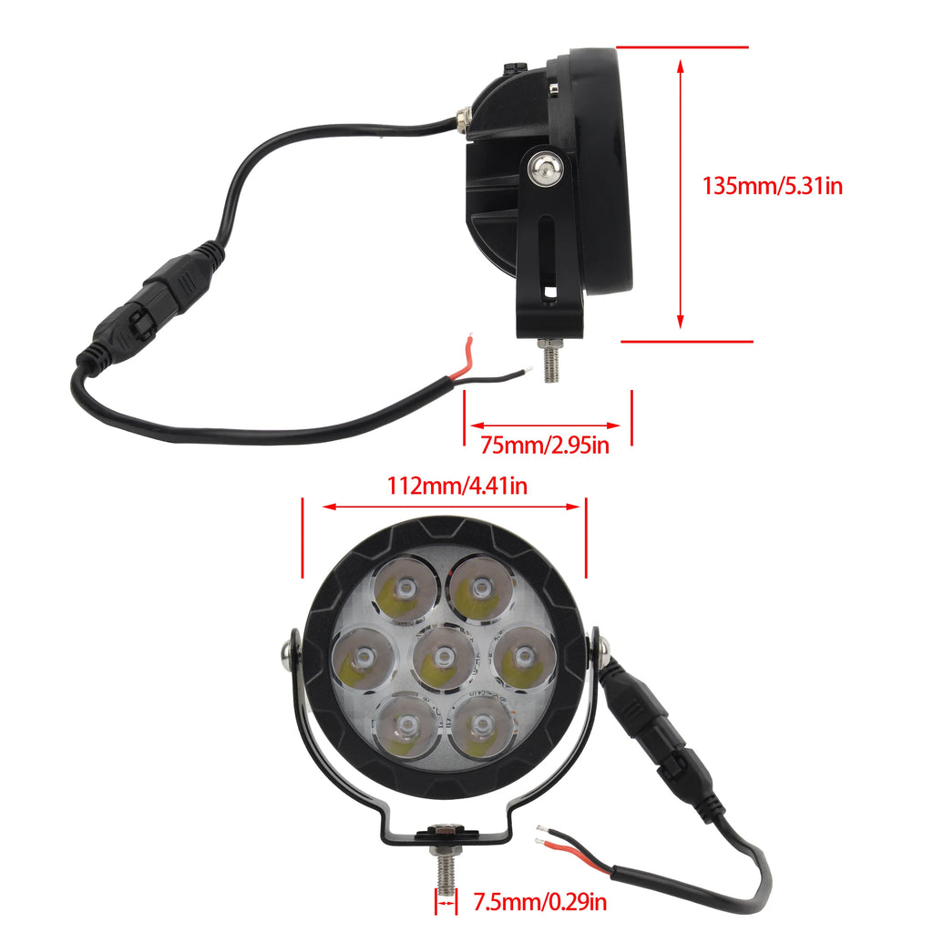 Motorcycle LED Spotlights - 4.5" ATV UTV Off-Road Auxiliary Driving Lights