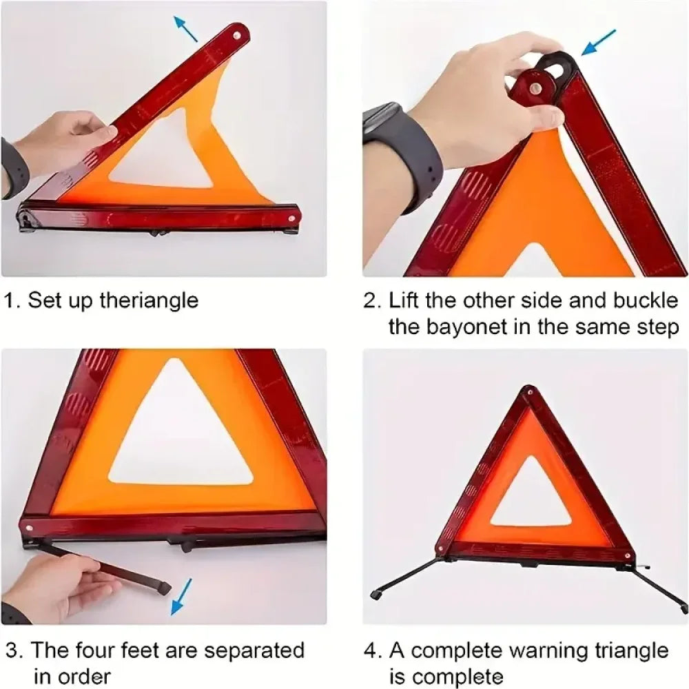 Car Emergency Warning Triangle with Reflective Safety Vest - Roadside Breakdown Kit