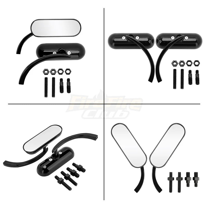 Motorcycle Side Mirrors - Universal Mirror Set for Harley Touring, Dyna, Softail & Sportster