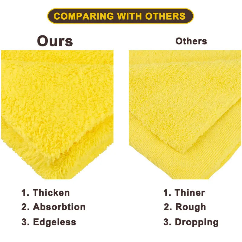 500GSM Microfiber Car Wash Towels - Soft Edgeless Cloths for Drying, Polishing & Detailing, 40x40cm