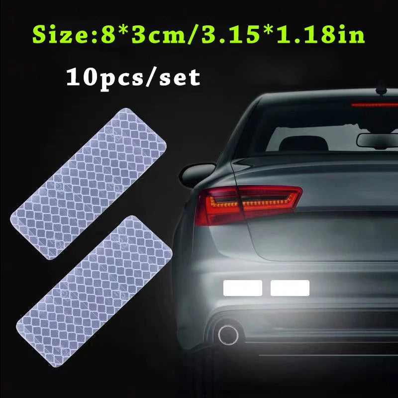 Car Bumper Reflective Safety Strip Stickers - Warning Tape (10pc)
