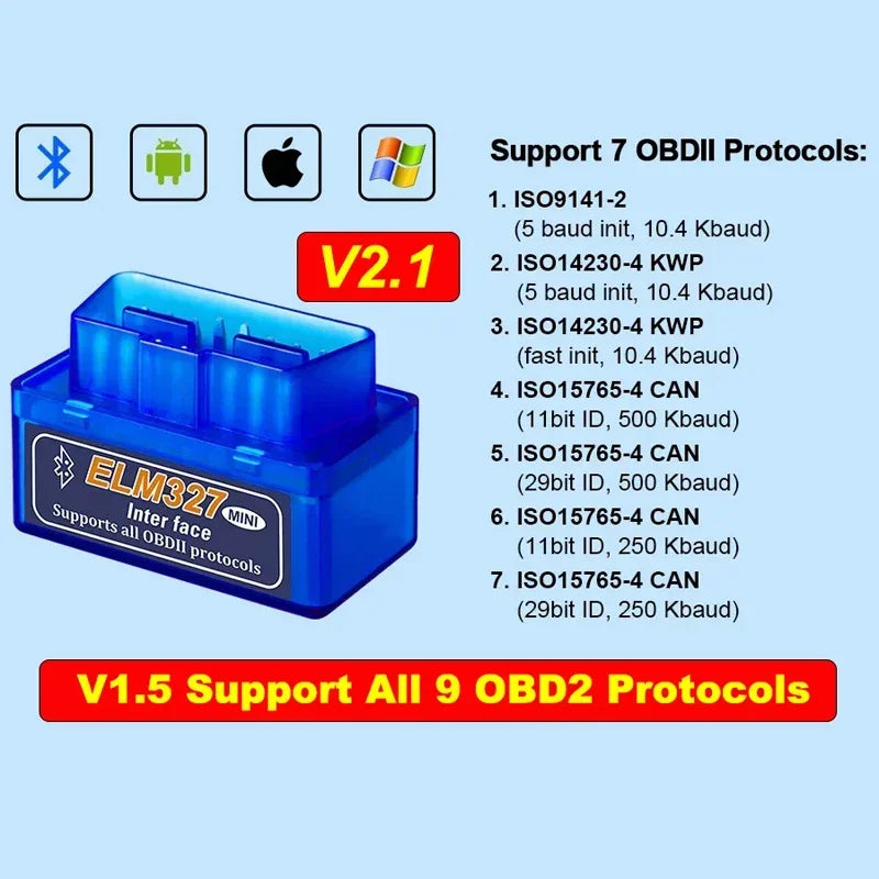 Mini ELM327 Bluetooth OBD2 Scanner - Car Diagnostic Code Reader