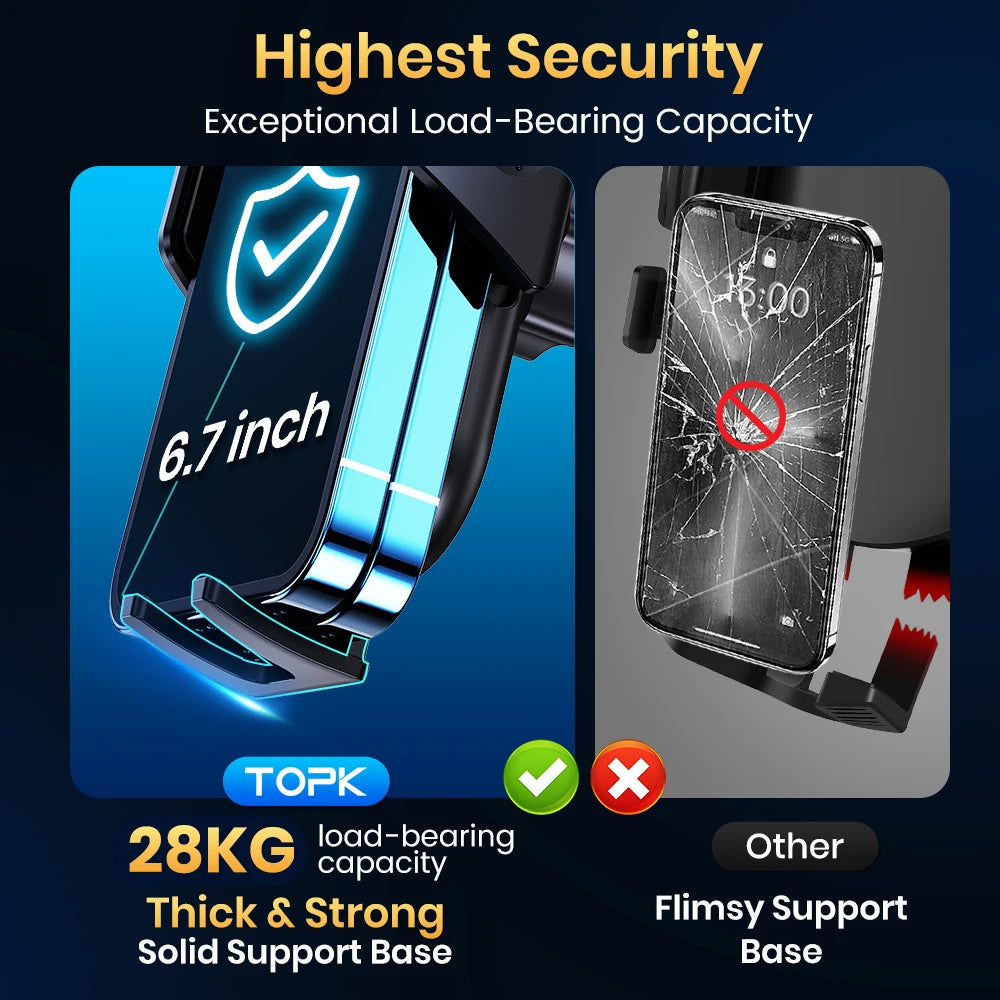 TOPK Auto-Locking Car Phone Holder – Secure Air Vent Mount for iPhone, Samsung & All Smartphones