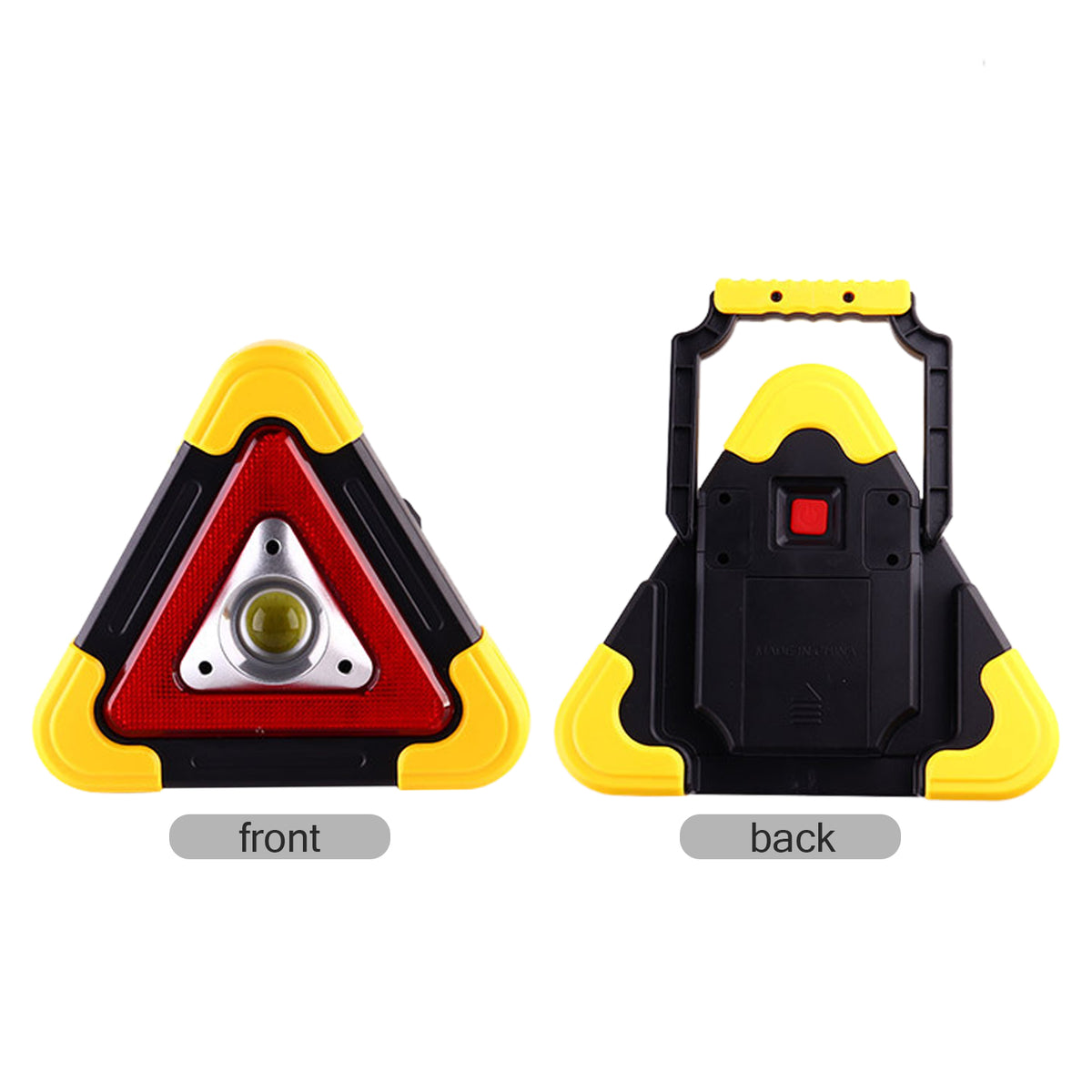 Triangle Warning Sign with LED Work Light - Roadside Safety Alarm